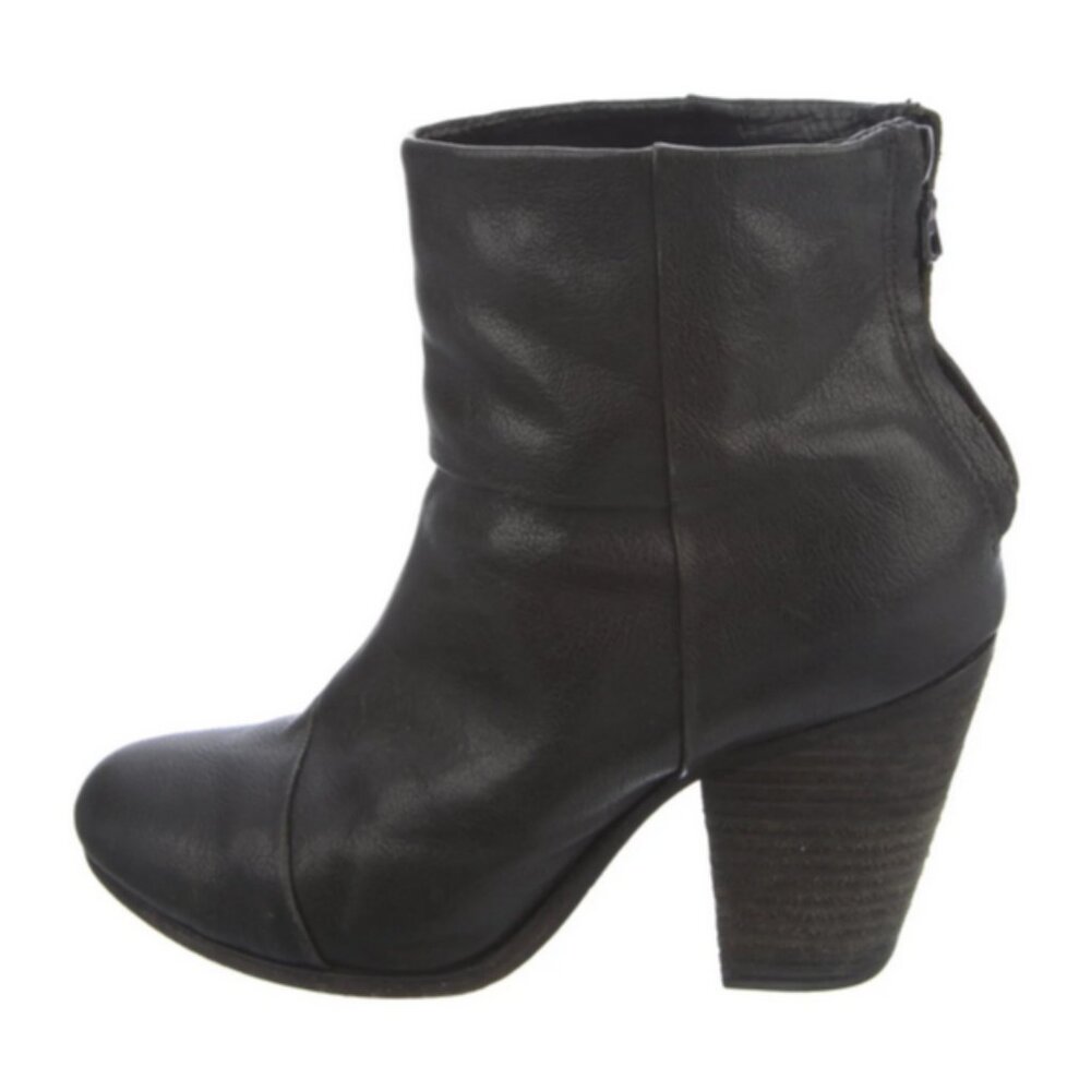 🖤 Rag & Bone Black Leather Ankle Booties – Zip Back Chic! Size 8.5 👢